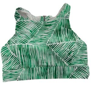 Calia Carrie Underwood High Neck Swimsuit Bikini Top Green Palm Womens Med NWT